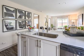 Sink with faucet in kitchen